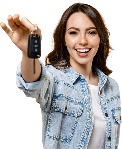 Woman holding a car key